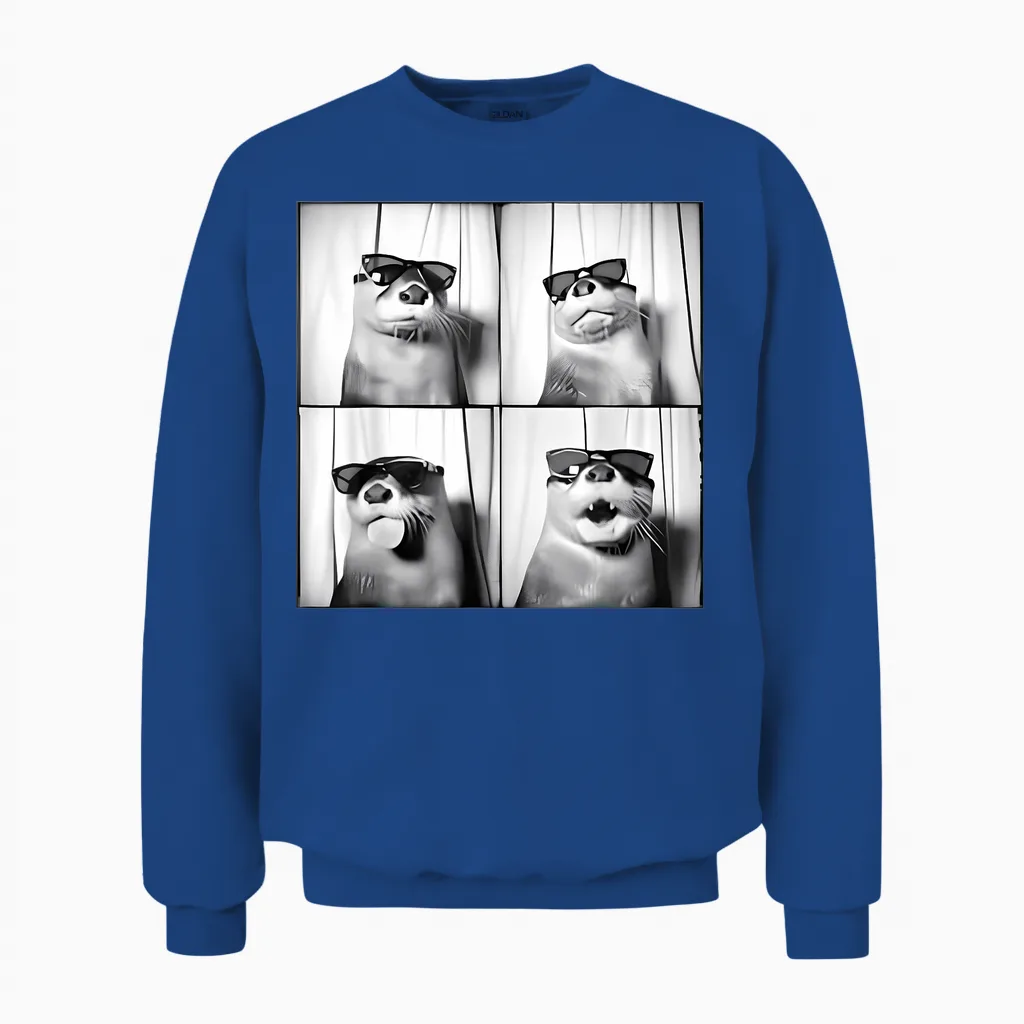 Funny Otter in Sunglasses Love Otters Sea Otter Lover Unisex Sweatshirt in Royal