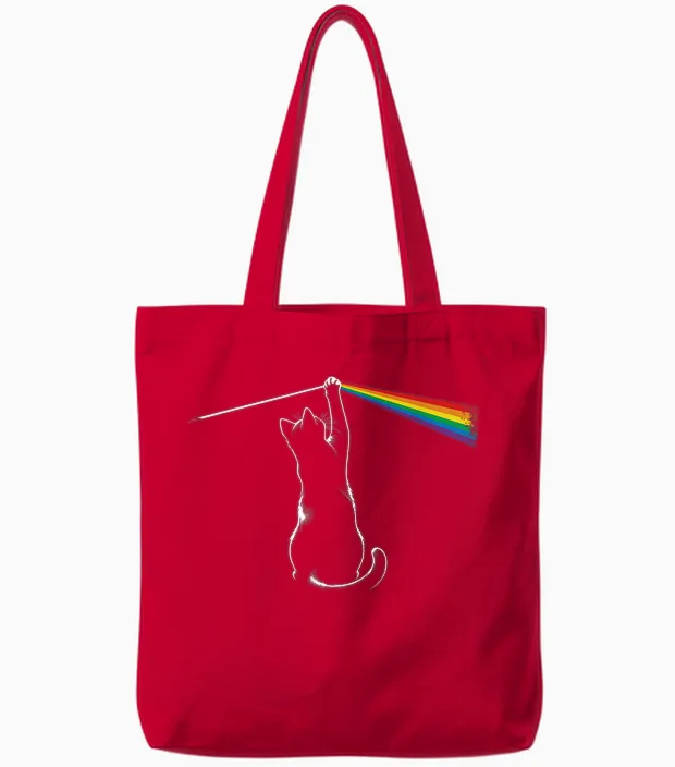 Play with Light Cat Men Children Women Funny Cat Tote Bags in Red