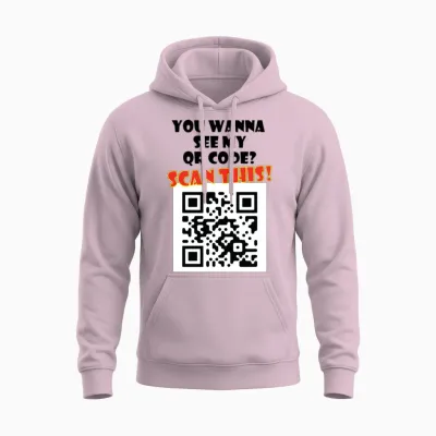 Qrcode Fu Unisex Hoodie - Light Pink