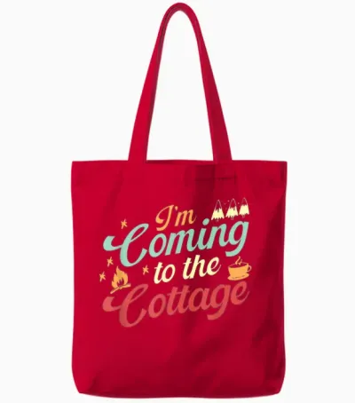 Outdoor Adventure Vintage I'm Coming to the Cottage Tote Bags - Red