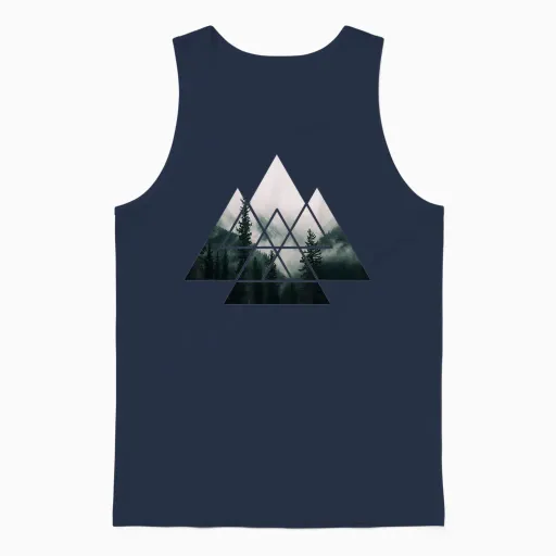 Wald Natur Quadrat Minimalismus Klimaschutz Mountain Environment Tree Unisex Tank Top - Navy