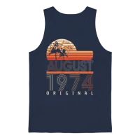 Retro 1974 August Unisex Tank Top - Navy – 1
