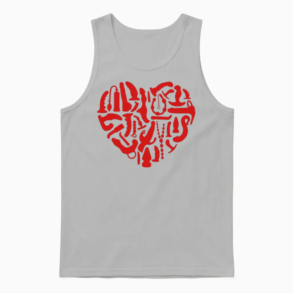 Kinky Sex Tools Heart Unisex Tank Top in Ash