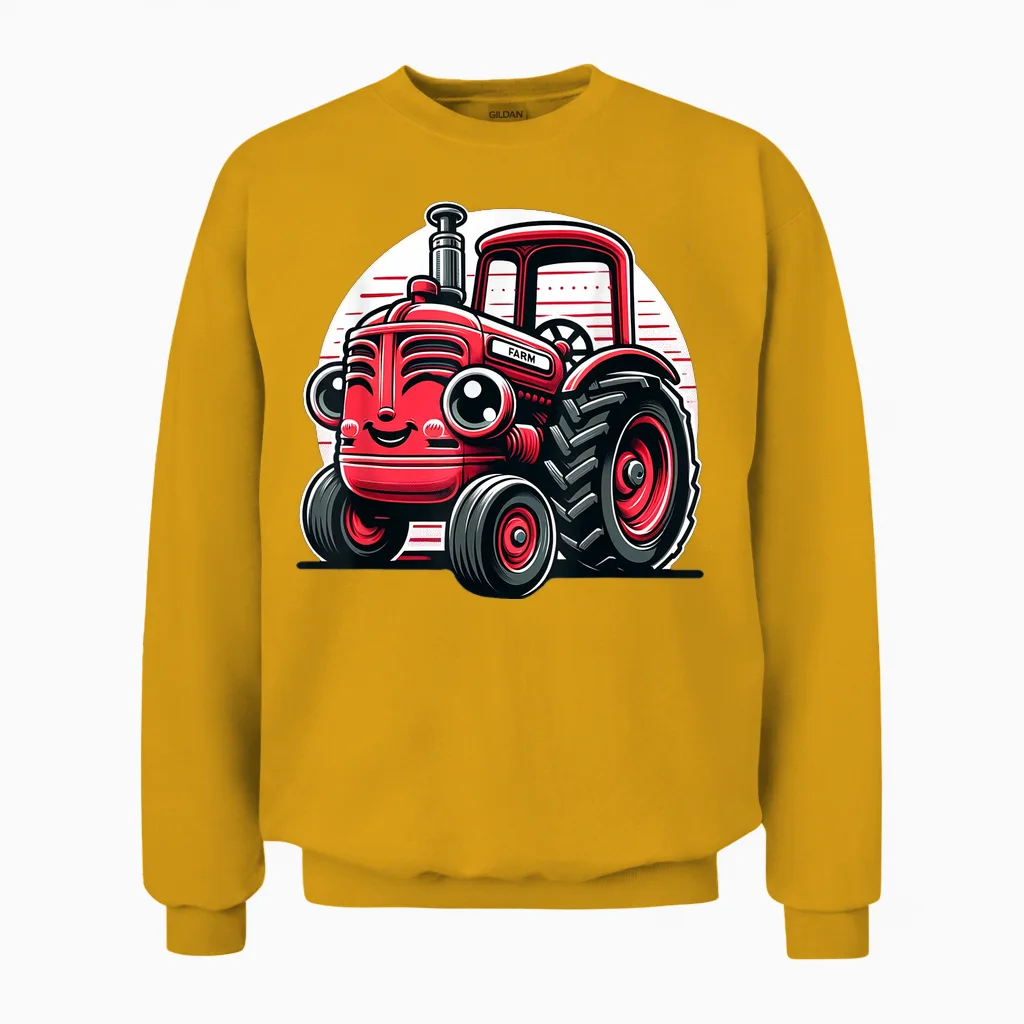 Kleiner Roter Traktor Für Kinder Unisex Sweatshirt in Gold