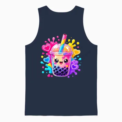 Niedliche Kawaii Boba Bubble Tea Lover Anime Herzen Unisex Tank Top - Navy