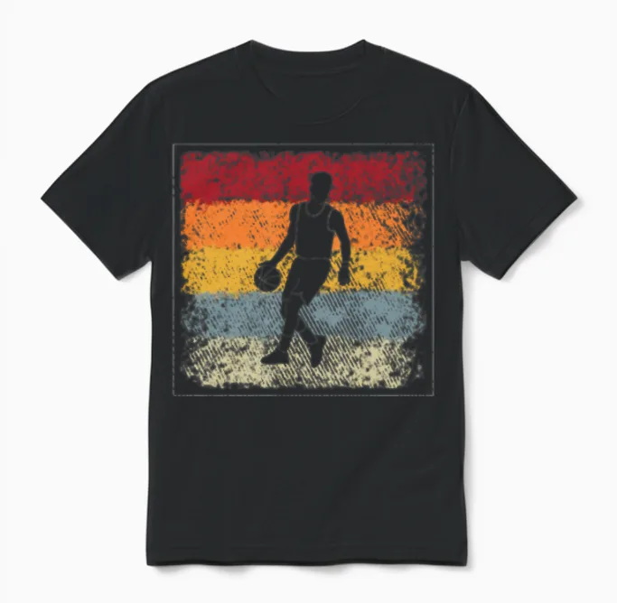 Basketball Retro Unisex T-Shirt in Black