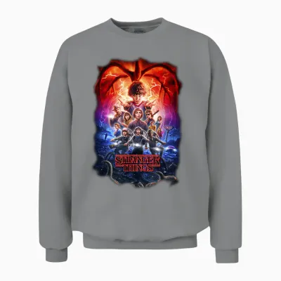Stranger Things Group Shot Poster Fade Unisex Sweatshirt - Sport Grey