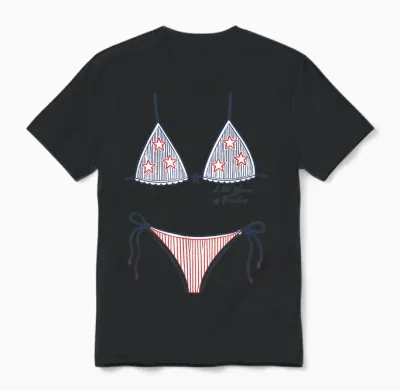 Bikini American Flag Cover-Up, 4th of July Usa Patriotic Unisex T-Shirt - Black