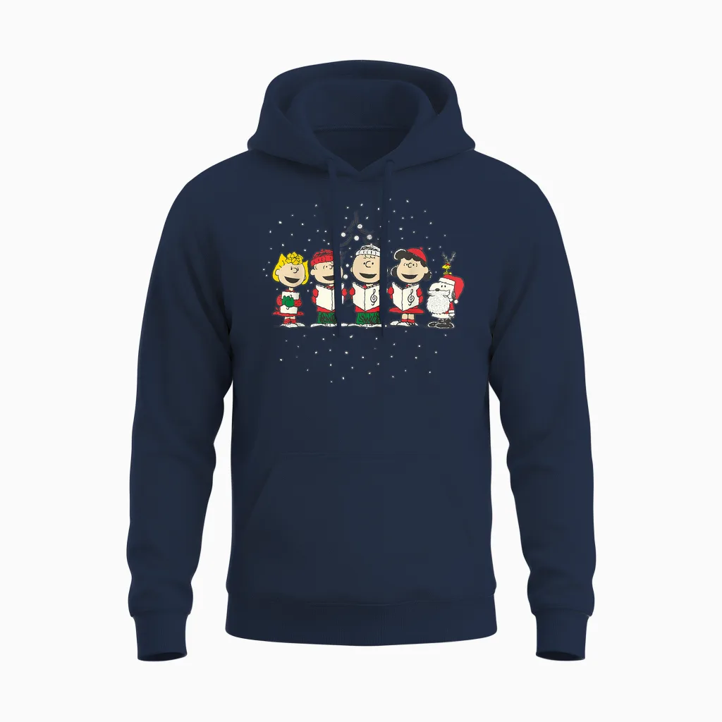 Peanuts Christmas T-Shirt - Blue, Unisex-Adults, Small, Short Sleeve, Classic Fit, Cotton, Polyester Blend Unisex Hoodie in Navy