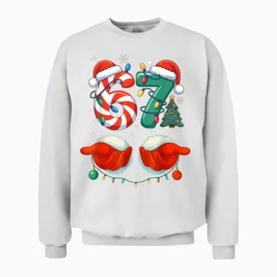 Six Seven 6 7 67 Christmas Funny Unisex Sweatshirt - White
