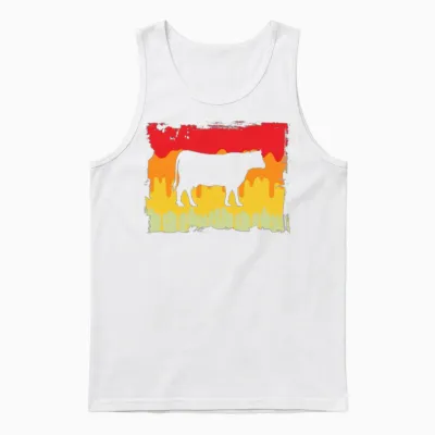 Cow Retro Unisex Tank Top - White