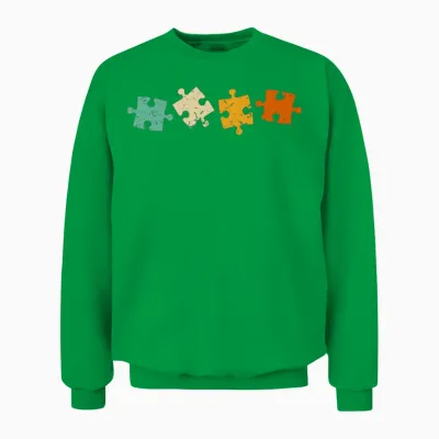 Retro Puzzle Pieces Unisex Sweatshirt - Irish Green