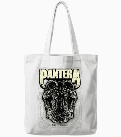 Pantera Revolution Skull Tote Bags - White