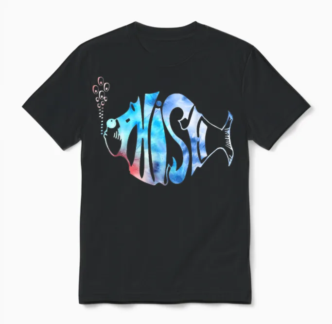 Colorful Phish-Jam, Tie-Dye Tee for Fisherman Fish Graphic Unisex T-Shirt in Black