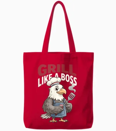 Grill Like a Boss Humour Maître Patriotique Chauve Tote Bags - Red