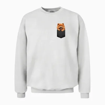 Fonny Chow Chow Puppy in a Pocket Pet Lover Unisex Sweatshirt - White
