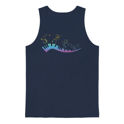 Piano Keyboard - Funny Piano Stick Figure Keyboard Unisex Tank Top - Navy