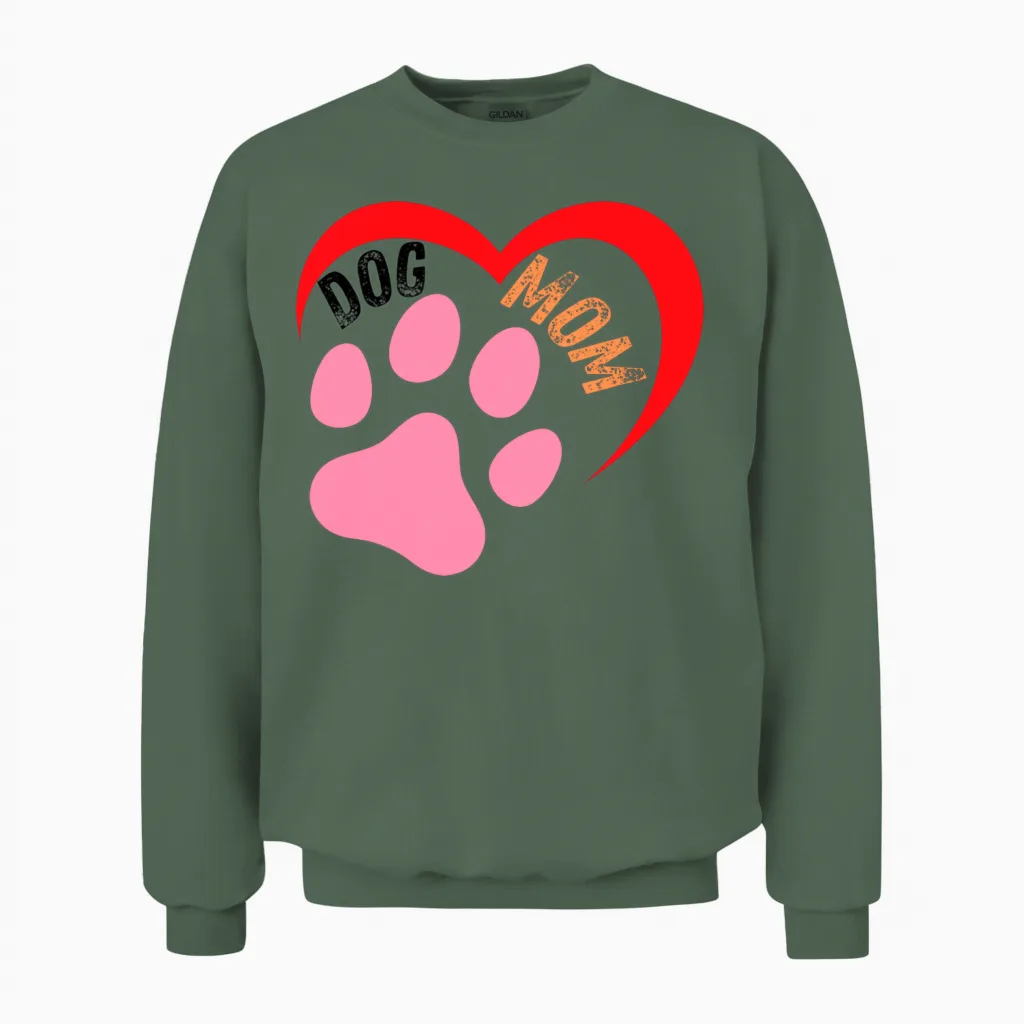 Dog Mom Unisex Sweatshirt in Military Green