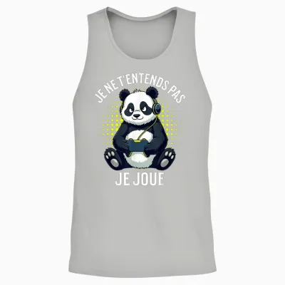 Video Games Panda Gaming Boy Gamer T-Shirt, Black, S Unisex Tank Top - Ash