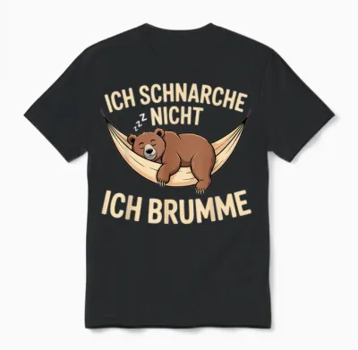 Ich Schnarche Nicht Ich Brumme Bär Sleep Shirt Pyjamas Sleep Unisex T-Shirt - Black