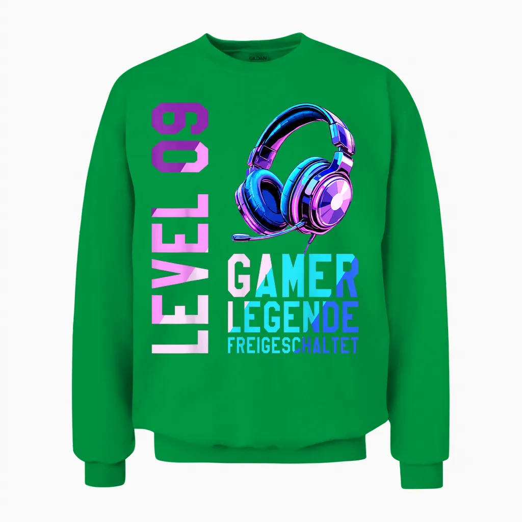 9. Geburtstag Junge Mädchen Gaming Level 9 Jahre Unisex Sweatshirt in Irish Green
