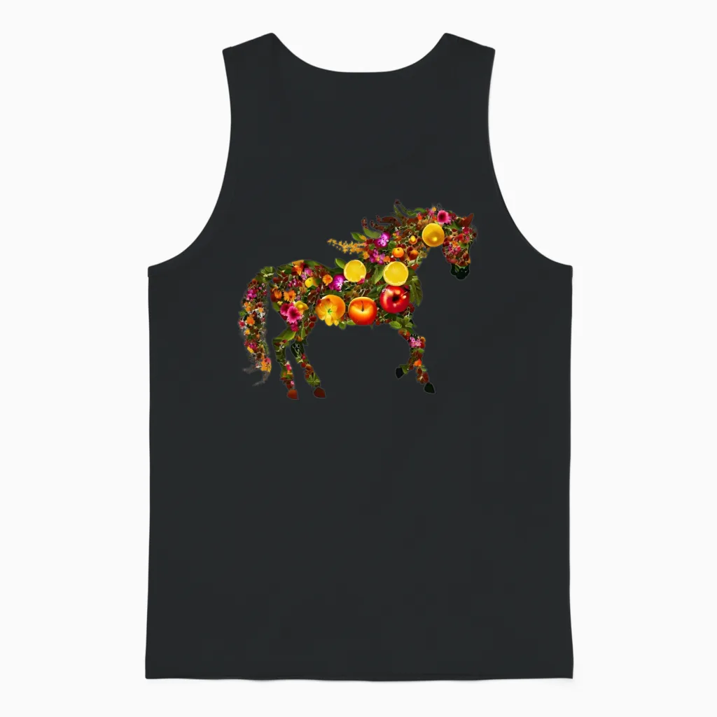 Horses Rich in Flowers - Horse Lovers Unisex Tank Top in Black