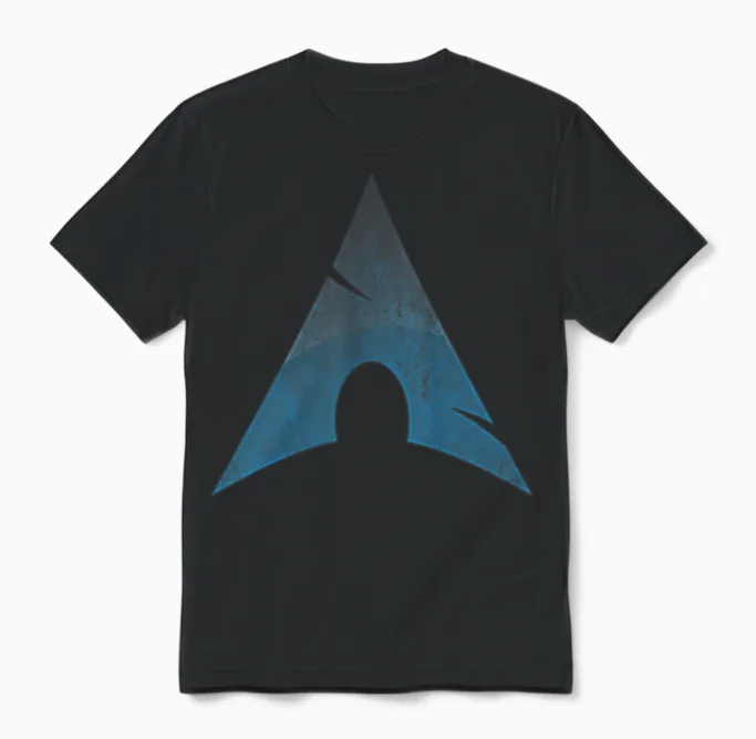 Linux Lovers Tee Arch Linux Vintage Worn Logo Open Source Bone T-Shirt, Black, S Unisex T-Shirt in Black