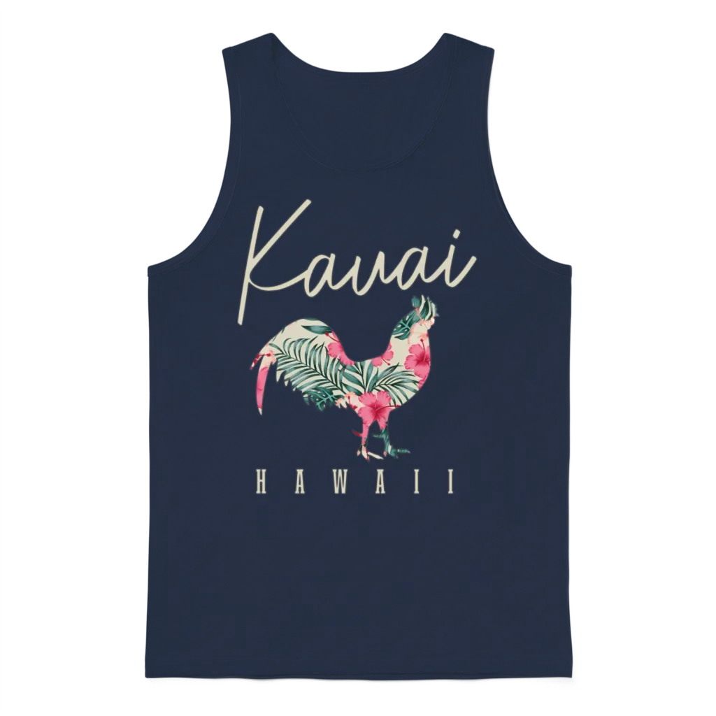 Kauai Chicken Hawaii Hibiscus Hawaiian Islands Sou Unisex Tank Top - Navy