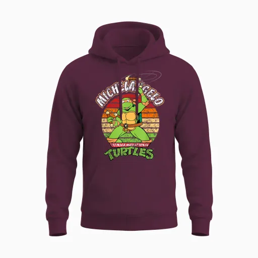 Mademark X Teenage Mutant Ninja Turtles - Teenage Mutant Ninja Turtles Michelangelo Ready for Action Unisex Hoodie - Maroon