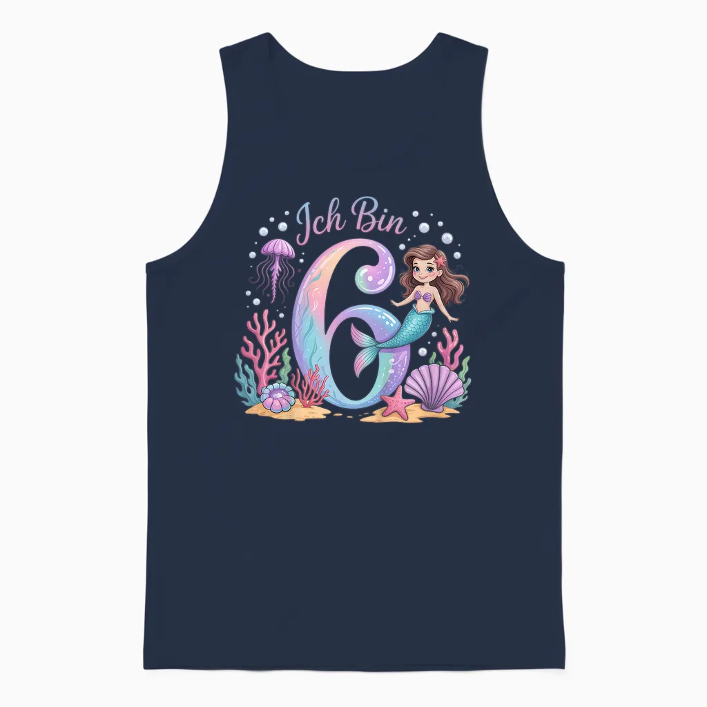 Ich Bin 6 Meerjungfrau Geburtstag Mädchen Geburtstags Unisex Tank Top in Navy
