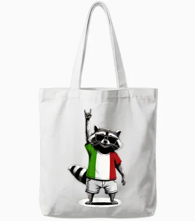 Drapeau Italien Drôle De Raton Laveur Italie Tote Bags - White