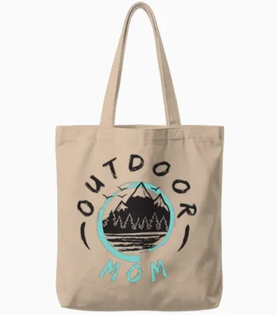 Outdoor Mom Logo Tote Bags - Natural