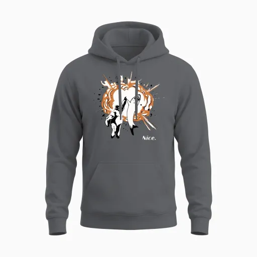 Gorilla and Shark High Five Unisex Hoodie in Charcoal