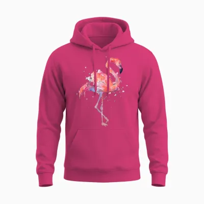 Rosa Flamingo Aquarell Vogel Tropischer Strand Kunstwerk Unisex Hoodie - Heliconia