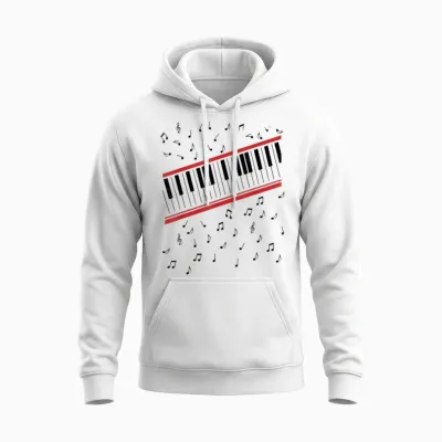 Beat It Key Piano Graphic Music Retro Unisex Hoodie - White