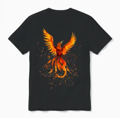 Rising Phoenix Bird Unisex T-Shirt - Black