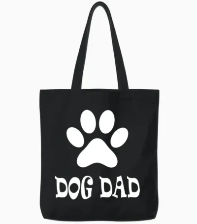 Dog Dad Tote Bags - Black