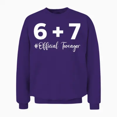 Funny 13th Birthday Official Teenager 6+7 Year Old Boys Unisex Sweatshirt - Purple