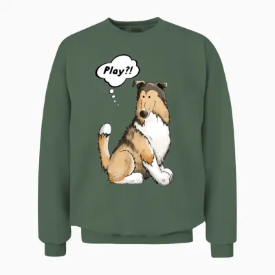 Play Collie - Dog - Dogs - Gift - Cartoon Unisex Sweatshirt - Military Green