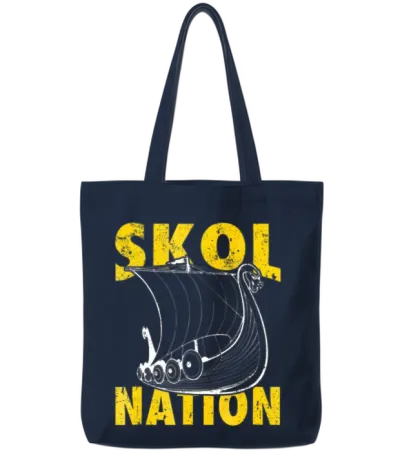 Skol Nation Distressed Viking Ship Tote Bags - Navy