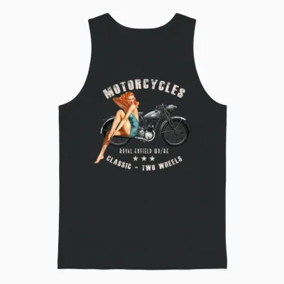 Pin Up Mädchen Royal Enfield Wdre Vintage Motorrad Ww2 Unisex Tank Top - Black