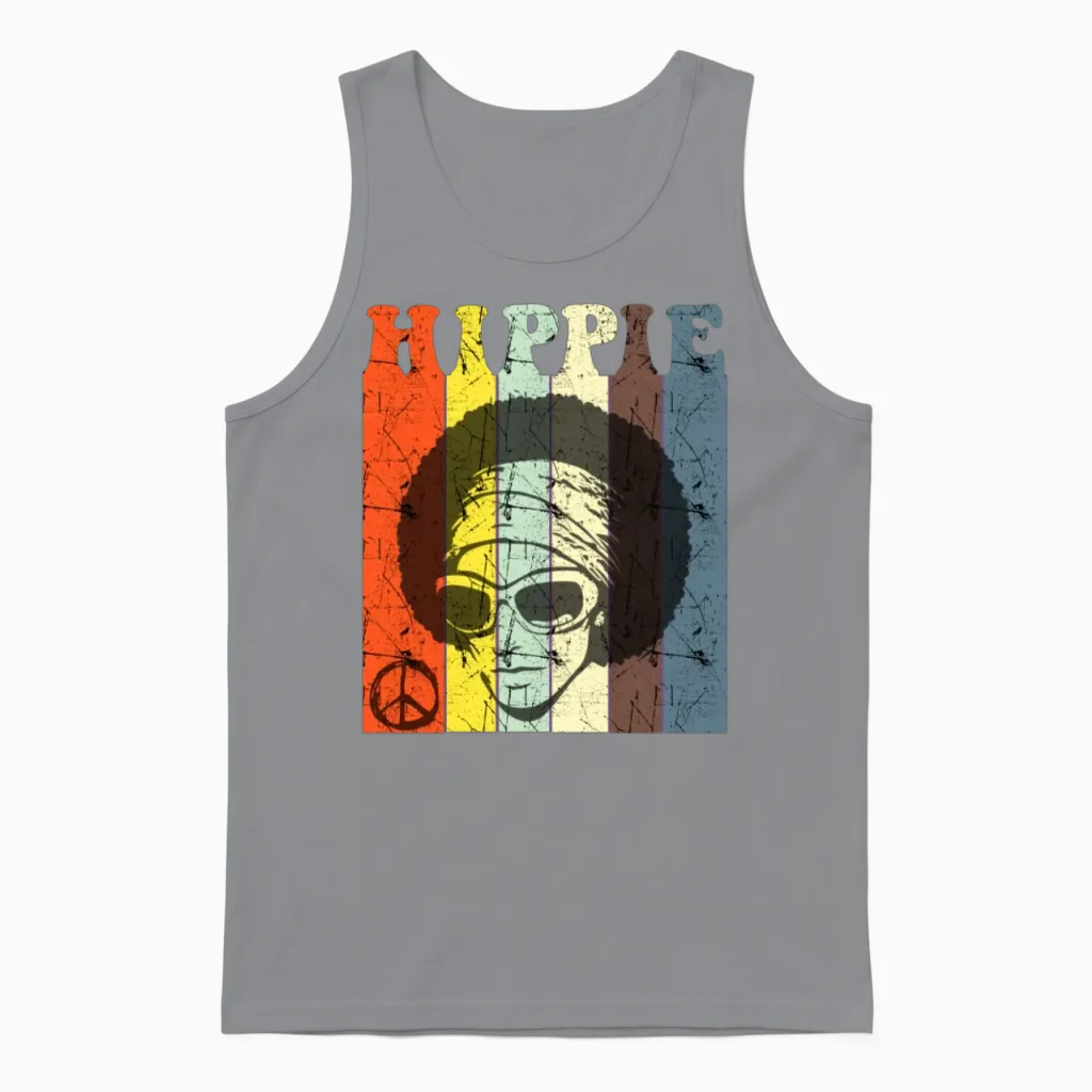 Retro Vintage Hippie Hairstyle, Retro 70s Design Unisex Tank Top in Sport Grey