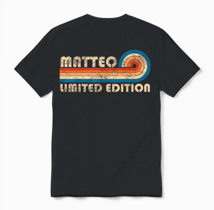 Matteo Retro 70s 80s Sunset Stripe Unisex T-Shirt in Black