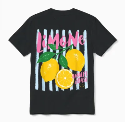Limone Amalfi Coast Zitrone Süße Sommer Obst Markt Kunst Unisex T-Shirt - Black