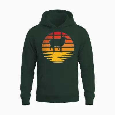 Sheep Retro Unisex Hoodie - Forest