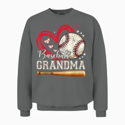 Baseball Grandma Women Family Matching Cute Baseball Grandma Unisex Sweatshirt - Graphite Heather