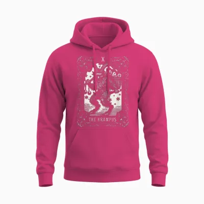 Krampus Tarot Card Design Christmas Season Evil Pajama Xmas Unisex Hoodie - Heliconia