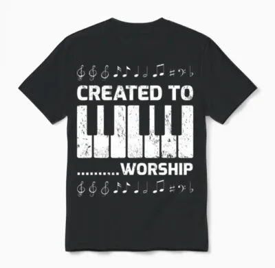 Created to Worship Piano Piano Keyboard Unisex T-Shirt - Black