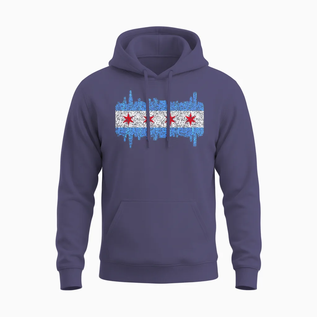 City of Chicago Chicago City Unisex Hoodie in Heather Sport Dark Navy