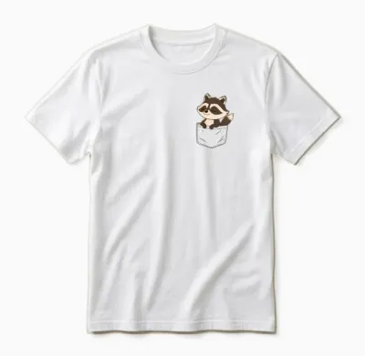 Cute Raccoon in Pocket T-Shirt – Kawaii Pocket Rac Unisex T-Shirt - White